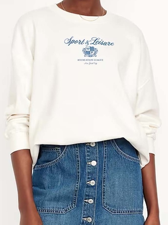 Old Navy Tops - Old Navy Cream Graphic 'Sport & Leisure' Pullover Sweatshirt